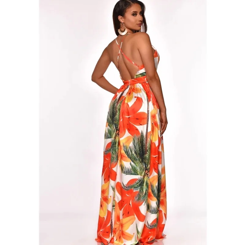 Женское шифоновое платье с открытой спиной Justchicc богемное на бретельках