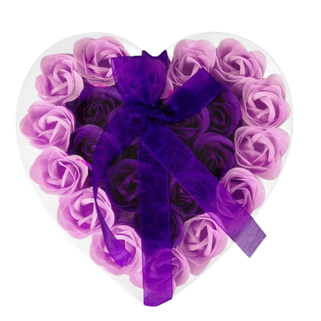 Цветочное мыло, Розовое Мыло, 24 шт., с ароматом сердца, для ванны, для тела, лепестки розы, мыло, свадебное украшение, подарок, праздничная коробка#40