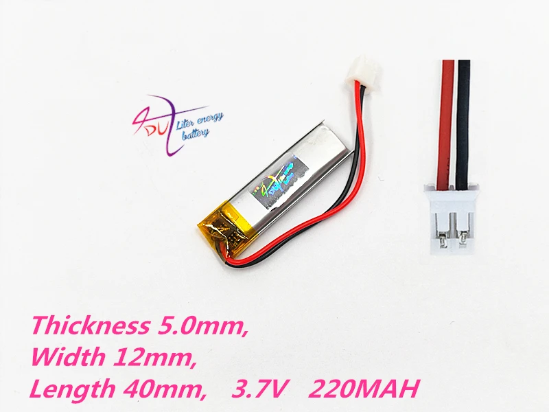 JST PH 2 0 мм 2pin 10 шт 3 7 V 220mAh литий-полимерный LiPo аккумуляторная батарея 501240 для Mp3