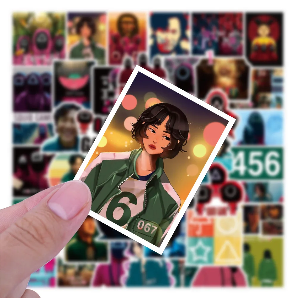 

10/30/50Pcs Cartoon Anime Squid Game Stickers Funny Skateboard Laptop Guitar Waterproof Luggage Graffiti Cute Sticker Kids Toys