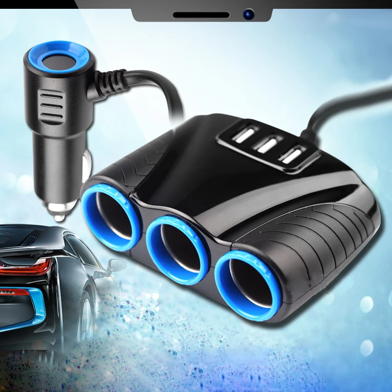 Универсальный 3 Way 12V 24V автомобильный прикуриватель сплиттер адаптер порта USB
