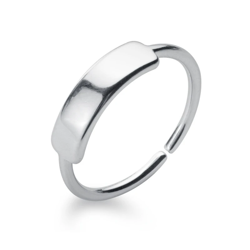 

1 Piece 925 Sterling Silver Women Rectangle Shape Rings Female Opening Adjustable Finger Ring S925 Silver Jewelry Size 5 6 7