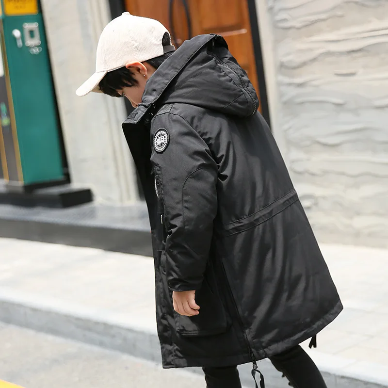 Пуховая куртка для мальчиков новая стильная Длинная зимняя плотная корейская