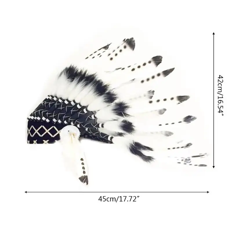 

Children American Native Indian Feather Headdress Bonnet Costume Hat Photography Prop for Halloween Party