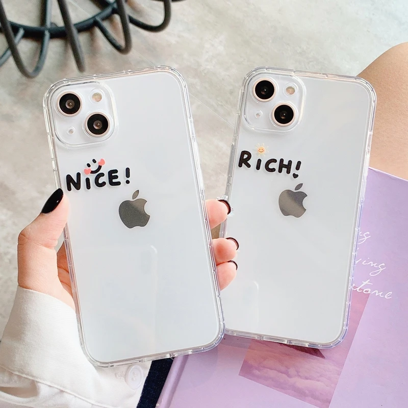 

Transparent Case For Iphone 12 Pro Max 13 5G XR 11pro Xs Max 8PLUS 7P Smiley Nice Emoticon Anti-fall Soft Shell Protective Cover