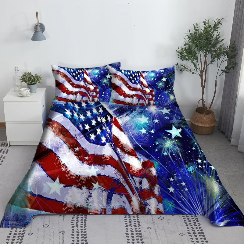 

National Flags Bed Sheet Set 3D Printed Polyester Bed Flat Sheet With Pillowcase Print Bed Linen