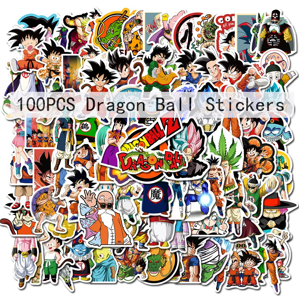 

50/100pcs Anime Cartoon Figure Dragon Ball Goku Cool Waterproof Luggage Skateboard Guitar Laptop Stickers Model Kid Toys