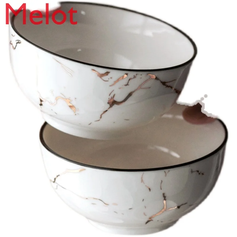 

Japanese Style Tableware Light Luxury Modern Marble Bowl and Dish Set Household Internet Celebrity Plate Bowl and Chopsticks