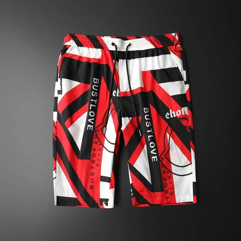 

2021 new summer fashion slim print men's European and American casual sports pants trousers