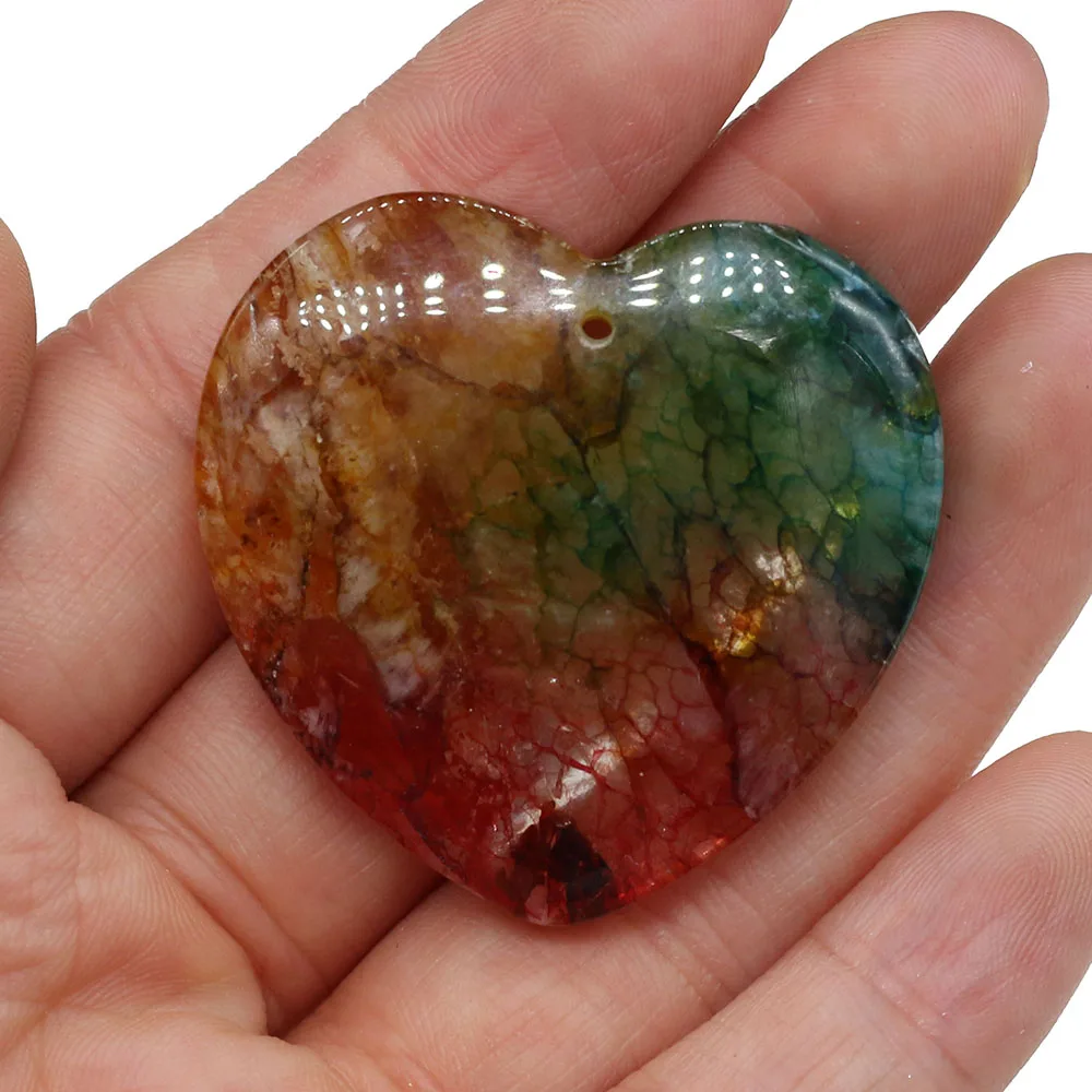 

Natural Stone Pendants Heart Shape Reiki Heal Agated for Fashion Jewelry Making Necklace Earring Accessories