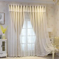 Pastoral Style Embroidery Design Shading Double-layer Curtain Contracted Modern Sitting Room Bedroom Balcony Cloth Gauze Curtain