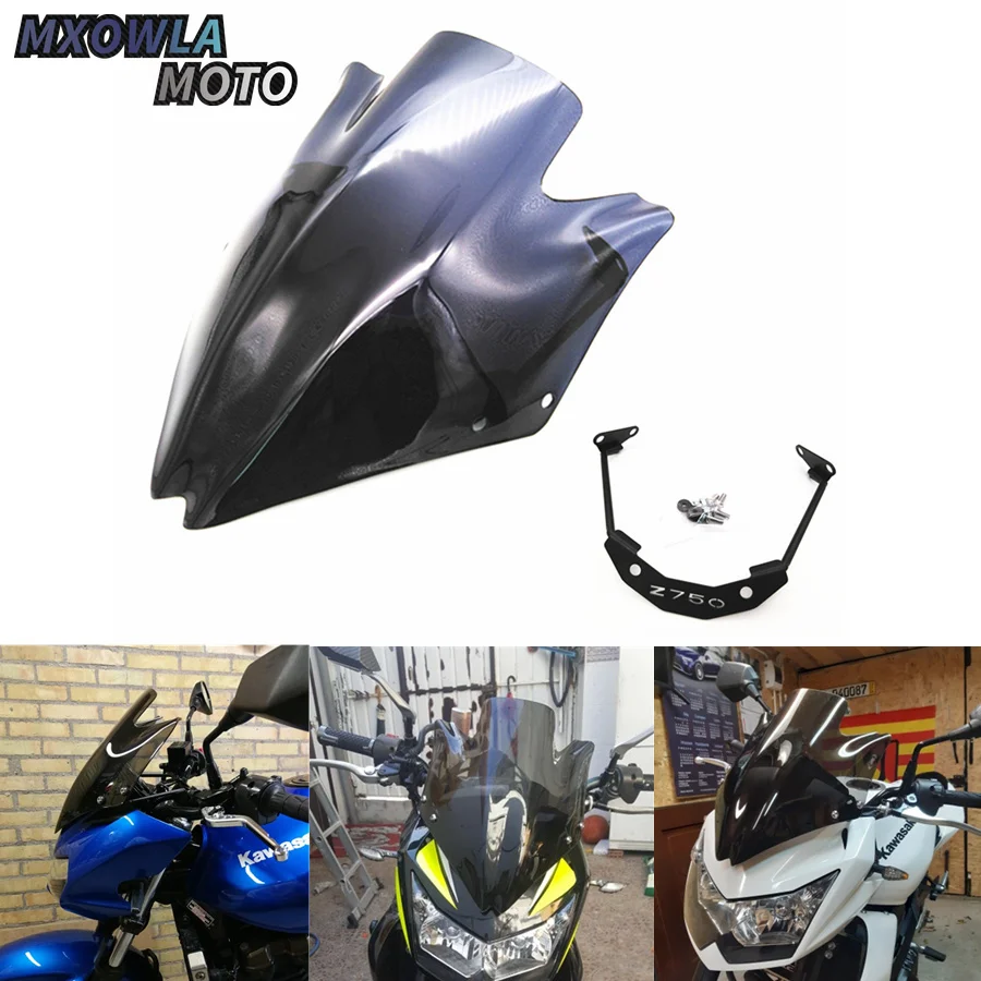 

Ветрозащитный экран для мотоцикла Z750 Z 750 Z750R ветрозащитные дефлекторы двойное воздушное ветровое стекло