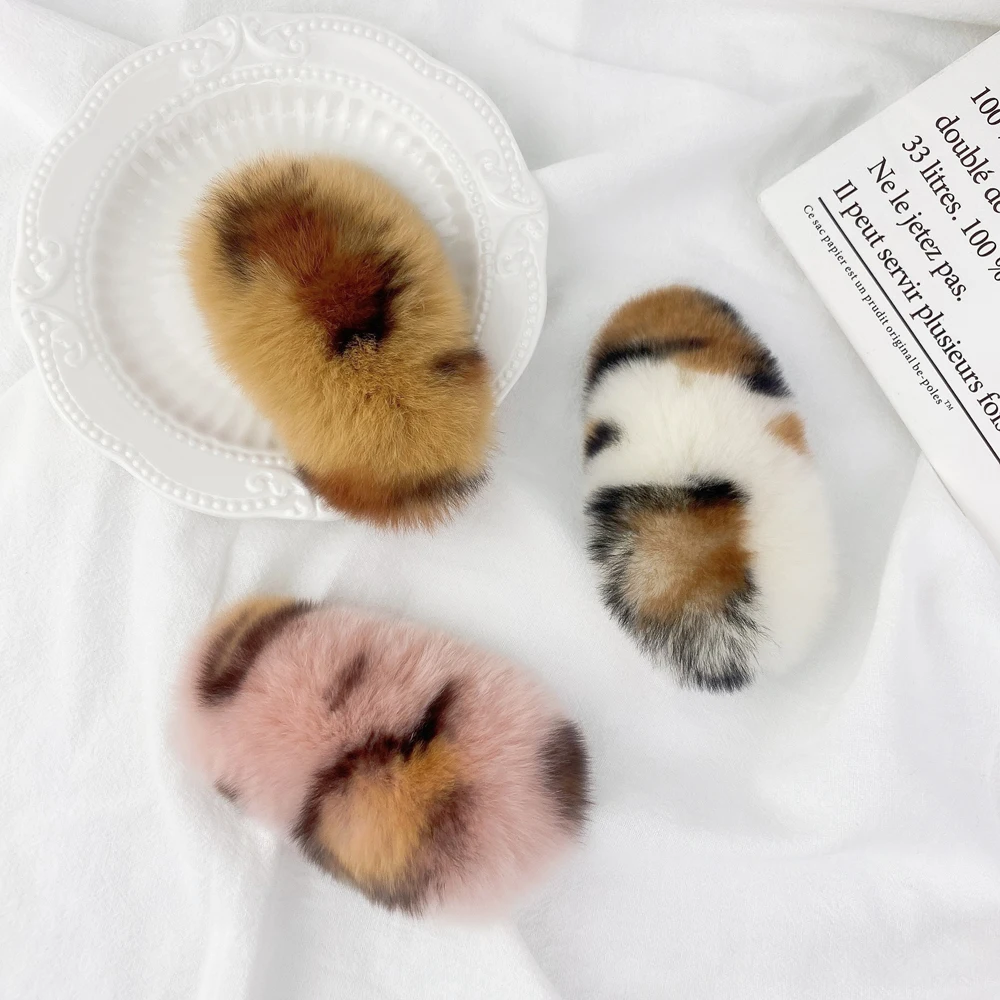 

New Rabbit Fur Hair Clip Women Headwear Hair Accessories Ladies Fashion Hair Barettes Girl Hair Sticks Hairclips