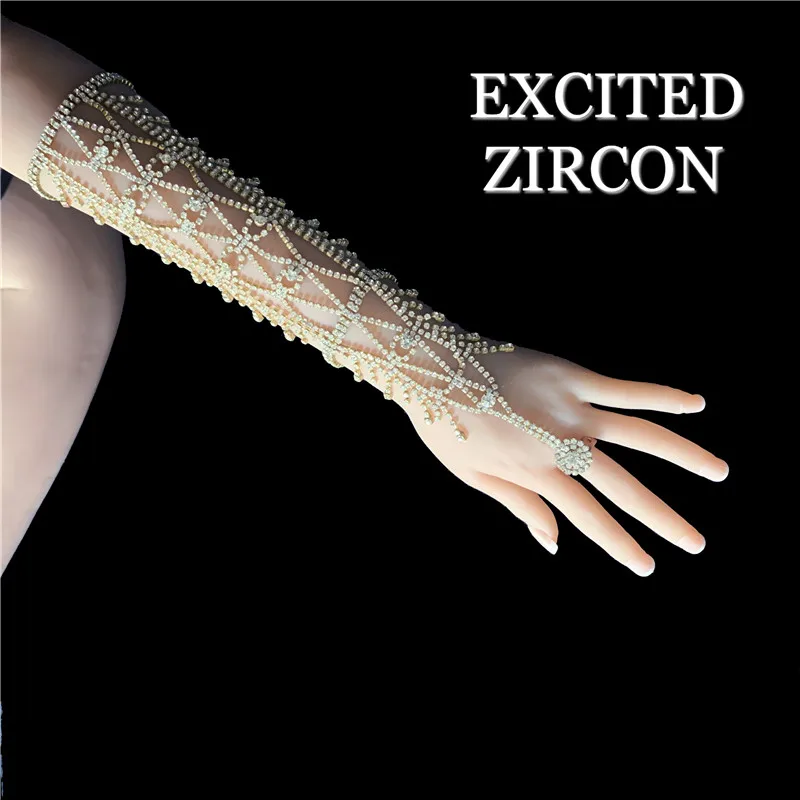 Богемные женские Стразы длинный Браслет цепочка на руку свадебные аксессуары