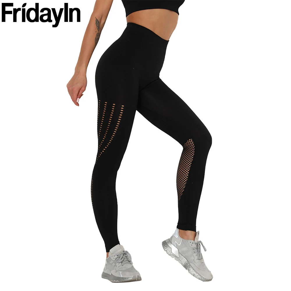 

Женские спортивные брюки Fridayin, женские леггинсы для фитнеса, черные Однотонные эластичные брюки