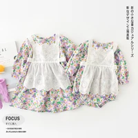 2021 baby girls clothing sets newborn sister matching outfits floral cotton baby long sleeve dress infant girls romper korean