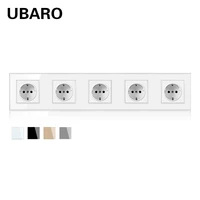 ubaro 43086mm german standard crystal tempered glass wall socket dual usb 5v 2a electric plugs power outlet ac110 250v 16a