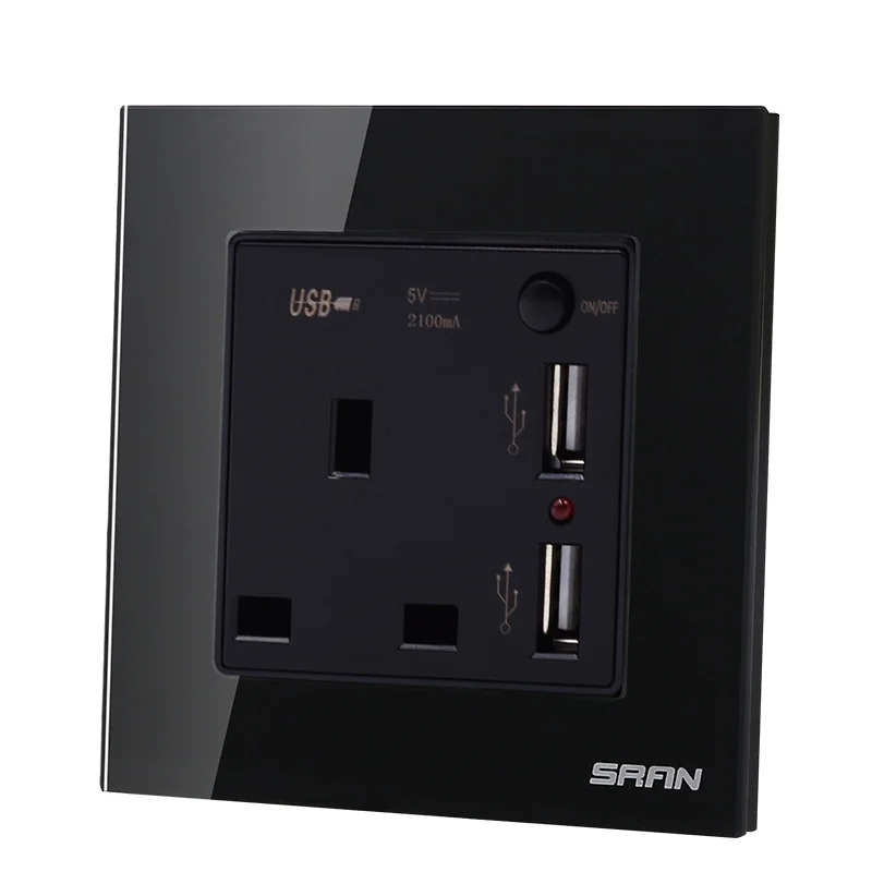 Панель из хрустального стекла с usb портом для зарядки 2 1 А светодиодный индикатор