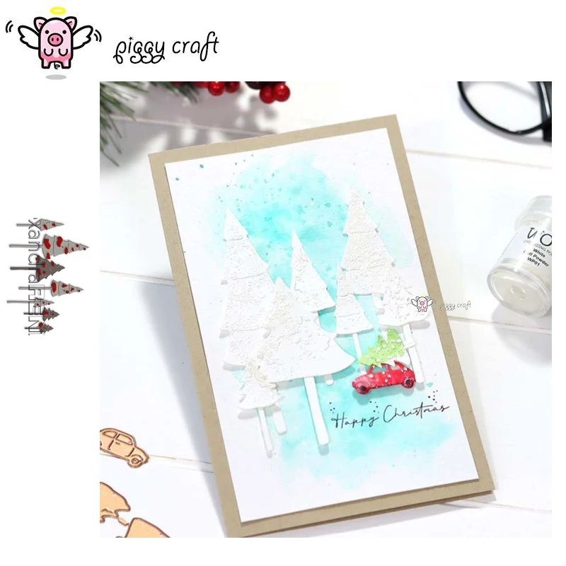 

Piggy Craft metal cutting dies cut die mold Christmas tree decoration Scrapbook paper craft knife mould blade punch stencils die