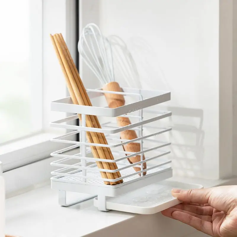 

Wall Mounted Kitchen Cutlery Drainer Spoon Fork Chopsticks Holder Multi-function 203F