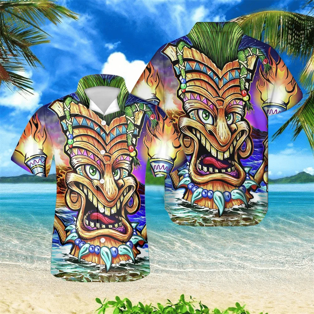 

Гавайская Мужская рубашка Guayabera с коротким рукавом и барабаном, модные пляжные рубашки для мужчин, 2021