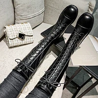 2021 autumn sexy fashion high heels knee length rubber thick soled non slip lace up high boots womens rear zipper chelsea boots