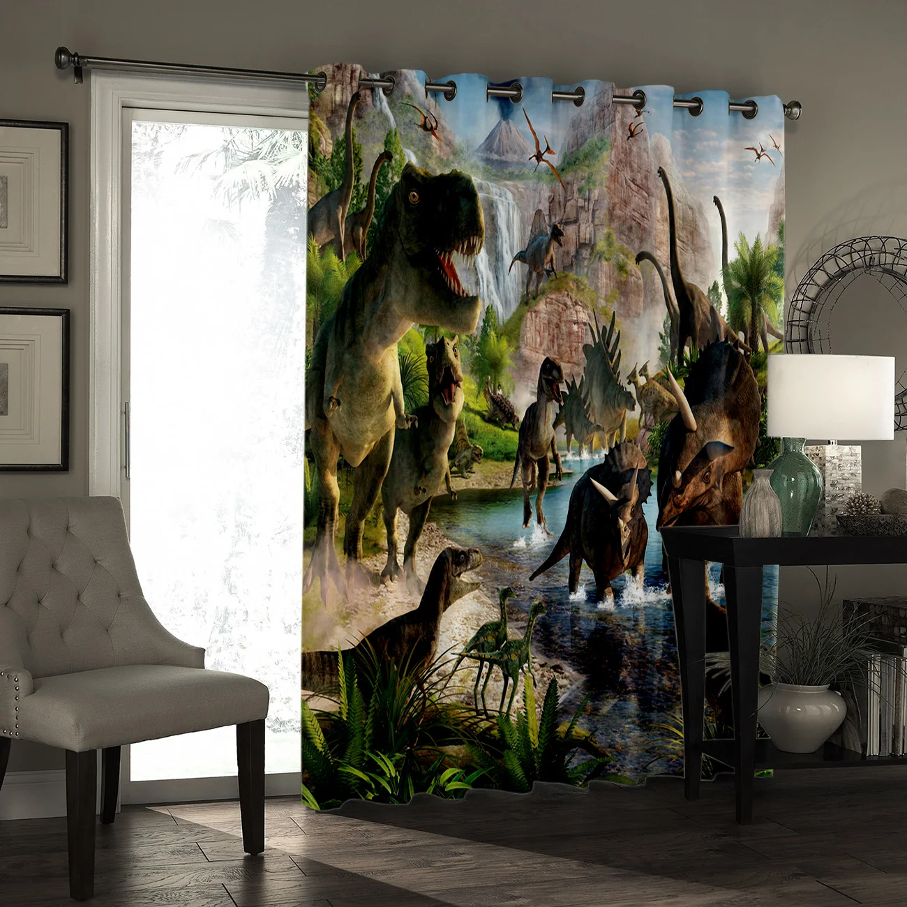 3D мультяшный динозавр оконные занавески для детской комнаты спальни девочек