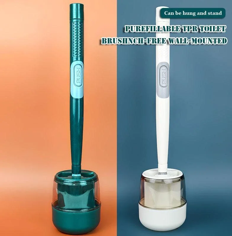 

Refillable TPR Toilet Brush Rubber Head Holder Cleaning Brush For Toilet Wall Hanging Floor Bathroom Cleaning Tools with Tweezer