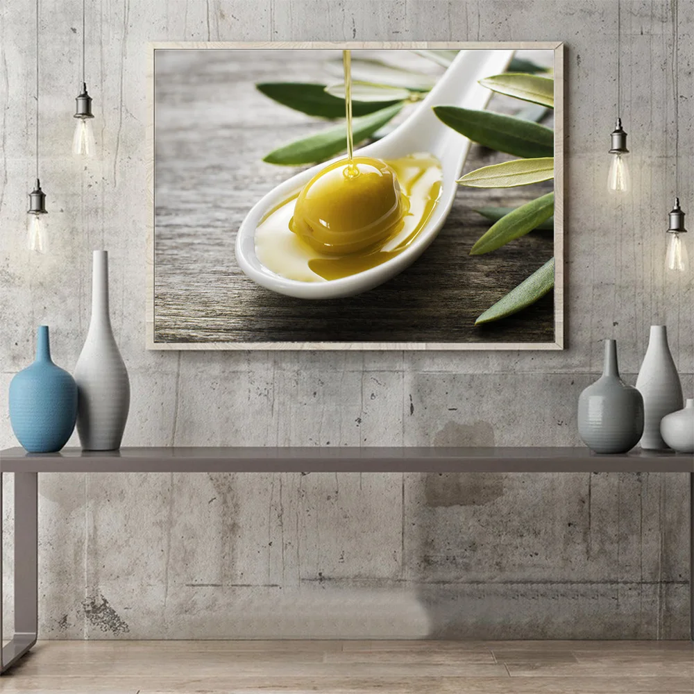 Кухонный плакат Винтаж античный холщовый принт Оливки с отделением и