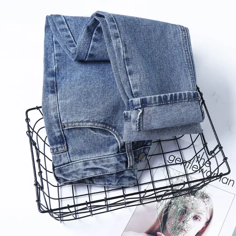 

LIBERJOG Woman Jeans Cotton Loose Casual Denim Pants Blue Mid Waist Wide Leg Spring Autumn Plus Size Vintage Boyfriends Trousers