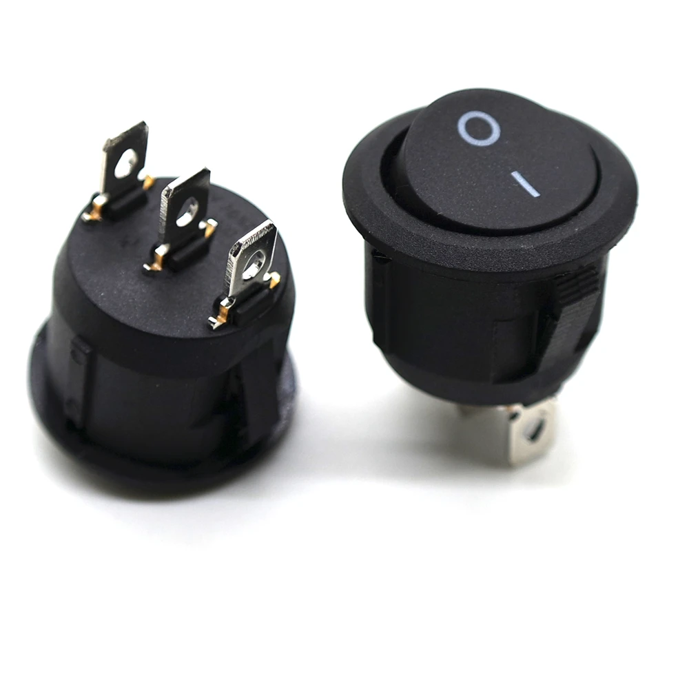 KCD1 Round Shape Rocker Switch 2/3 Position black ON-OFF Pin Electrical Equipment With Lighting Power 16.5mm 23mm red light |