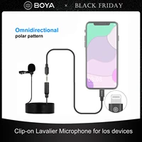 boya by m2 lavalier microphone omnidirectional condenser mic with 3 5mm trs cable detachable single head for ios smartphones