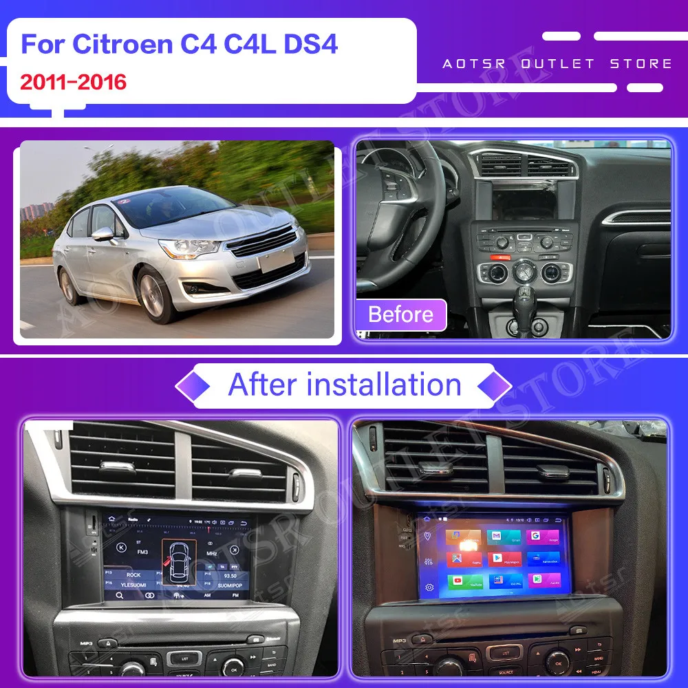 

Android For Citroen C4 C4L DS4 2011-2016 Car Multimedia Auto Radio Player Stereo Recorder Audio GPS Navi Head Unit 1Din Carplay