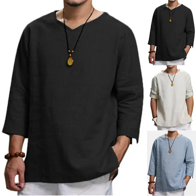 

Mens Long Sleeve Solid Blouse Casual T Shirts Pullover Jumper Tops Comfy Tees Men Tshirt Long Sleeve Mens Shirts
