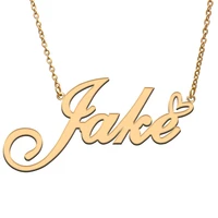 love heart jake name necklace for women stainless steel gold silver nameplate pendant femme mother child girls gift