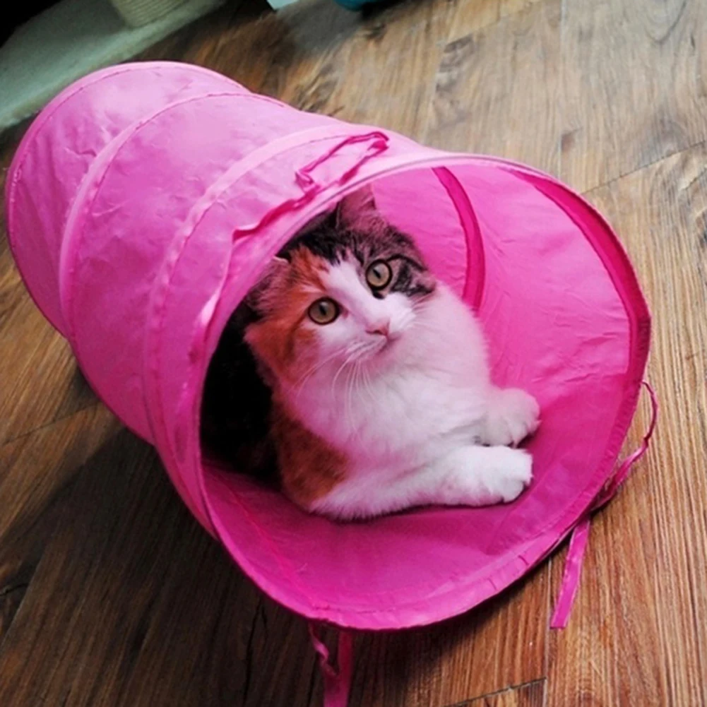 Забавный туннель для кошек и котят с 2 отверстиями складная трубка мячей