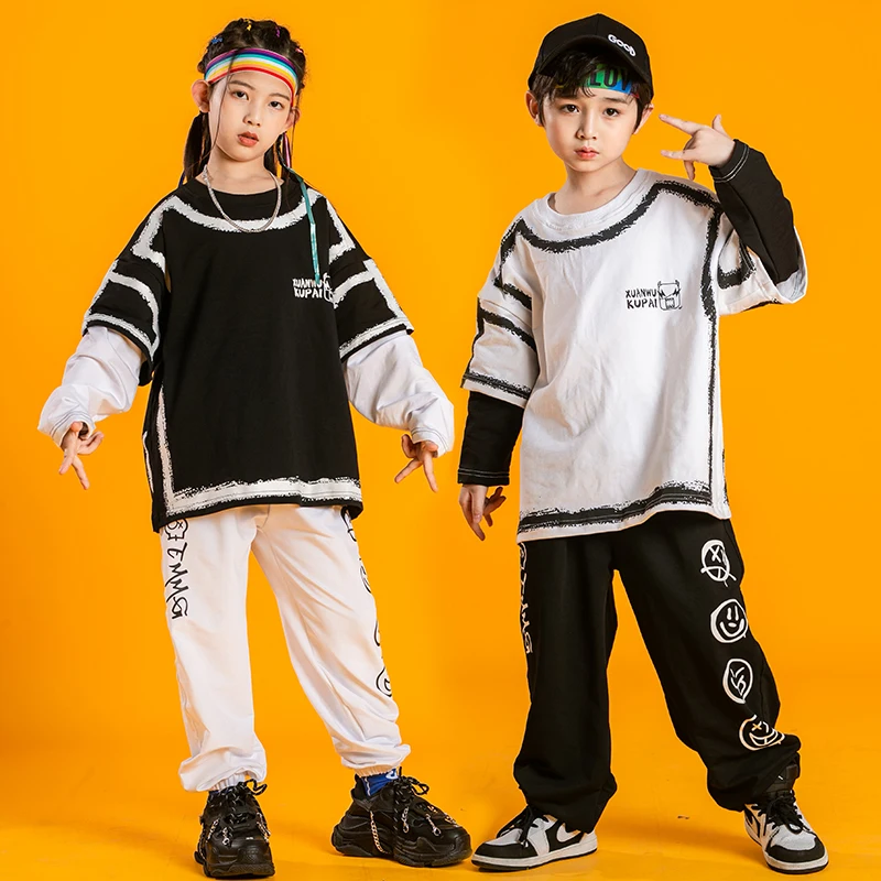 

Детская уличная одежда, Одежда для танцев в стиле хип-хоп, тренировочная одежда для мальчиков и девочек, толстовка, спортивные брюки, одежда для джазовых танцев, жука VDB4249
