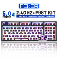 feker 98 keys hotswap diy keyboard kit 2 4g bluetooth wired triple mode 35pin rgb backlit mechanical keyboard customized kit