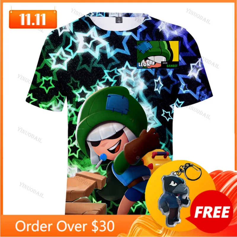 

s POCO Shelly 8 To 19 Years Kids T-shirt Shooter Game Leon 3D Teen Tshirt Boys Girls MAX Nita Cartoon Tops Teen Clothes