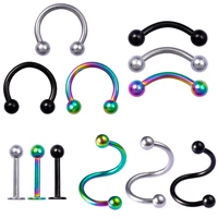 1224pcsset stainless steel eyebrow bar lip nose pircing set ring ear studs mixed tragus cartliage tongue fashion body jewelry