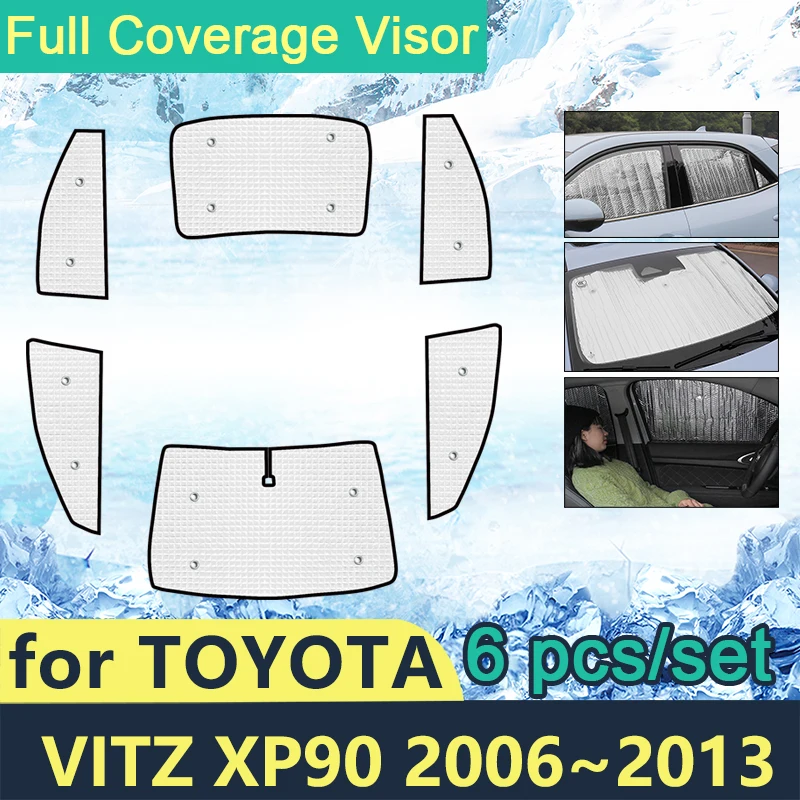 

Full Cover Sunshades For Toyota Vitz XP90 2006~2013 Car Sun Protection Windshields Side Window Visor Shaby Accessories 2011 2010