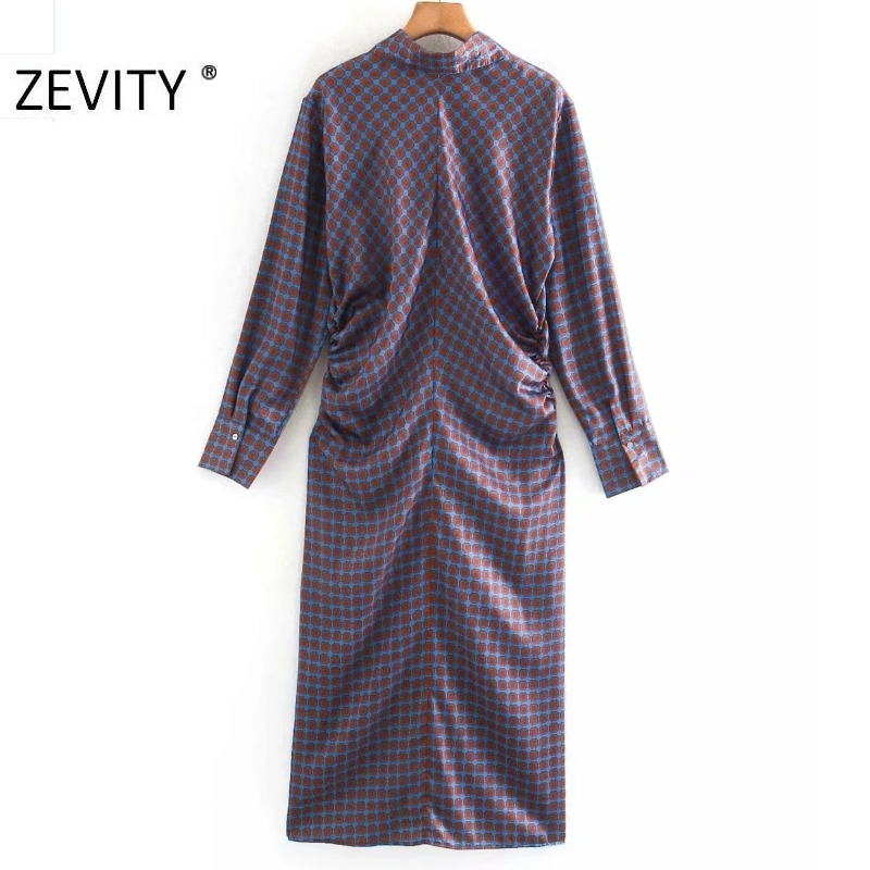 Женское платье-рубашка Zevity Осеннее винтажное плиссированное платье с