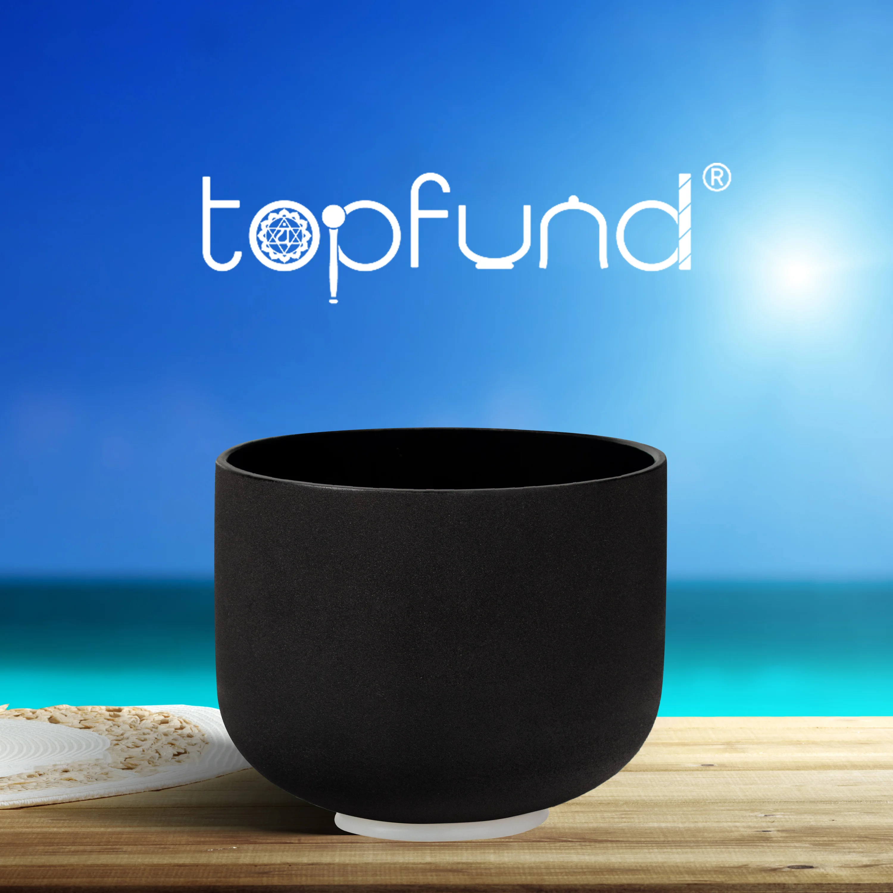 TOPFUND Quartz Crystal Singing Bowl 10-inch Black Frosted Healing Soul and Heavy Carrying Case mallets O-ring
