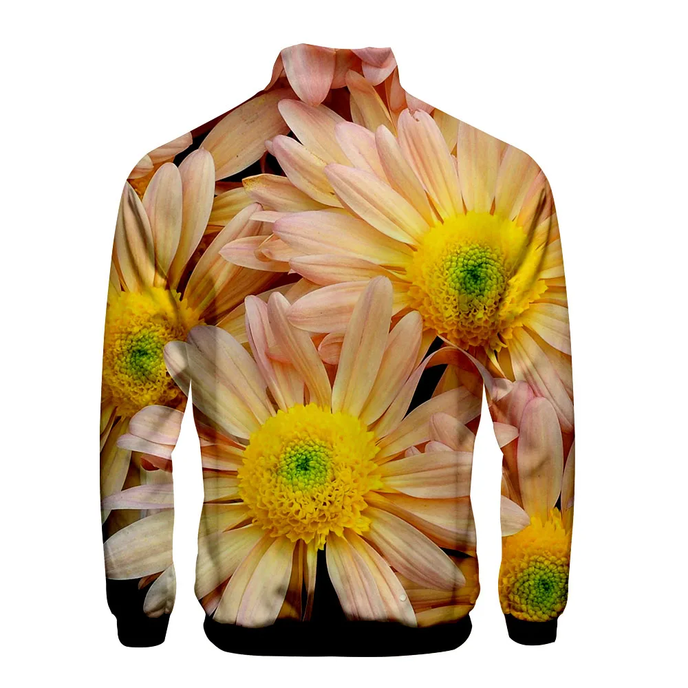 

Colorful Floral Clothes Stand Collar Hoodie Men and Women Zipper Jacket Sweatshirt Autumn Clothes Cardigan Adult Custom Full