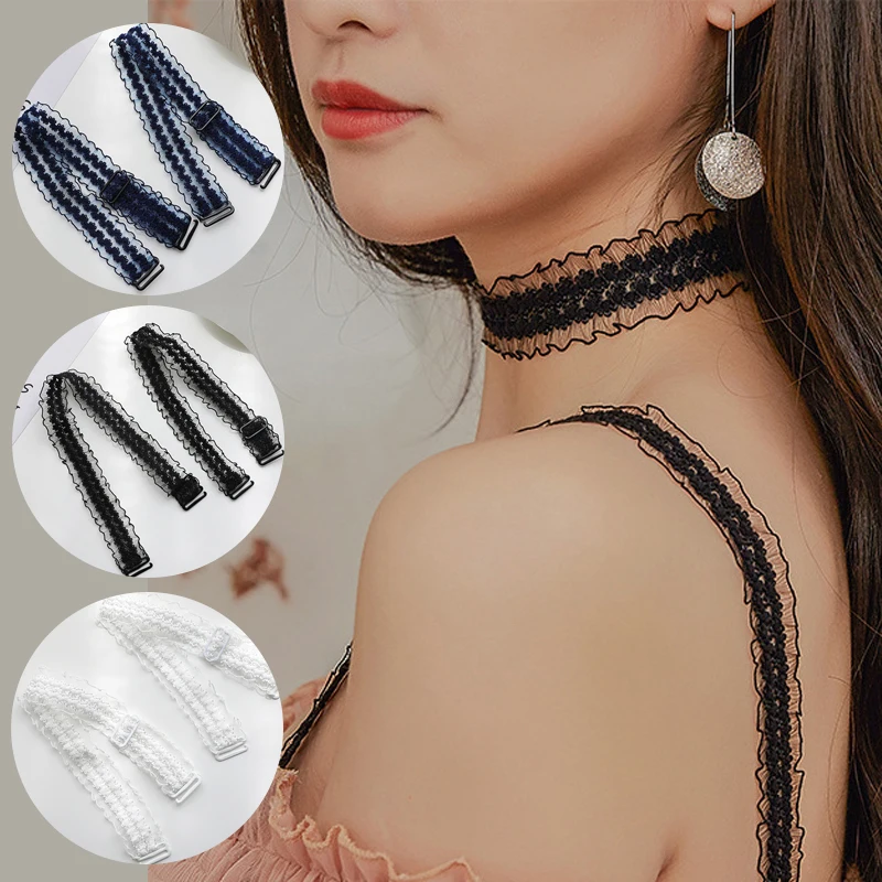 

3/2/1Pair Bra Invisible Hollowed Lace Flower Double Shoulder Straps Anti Skid Bra Shoulder Strap Women Intimates Accessories