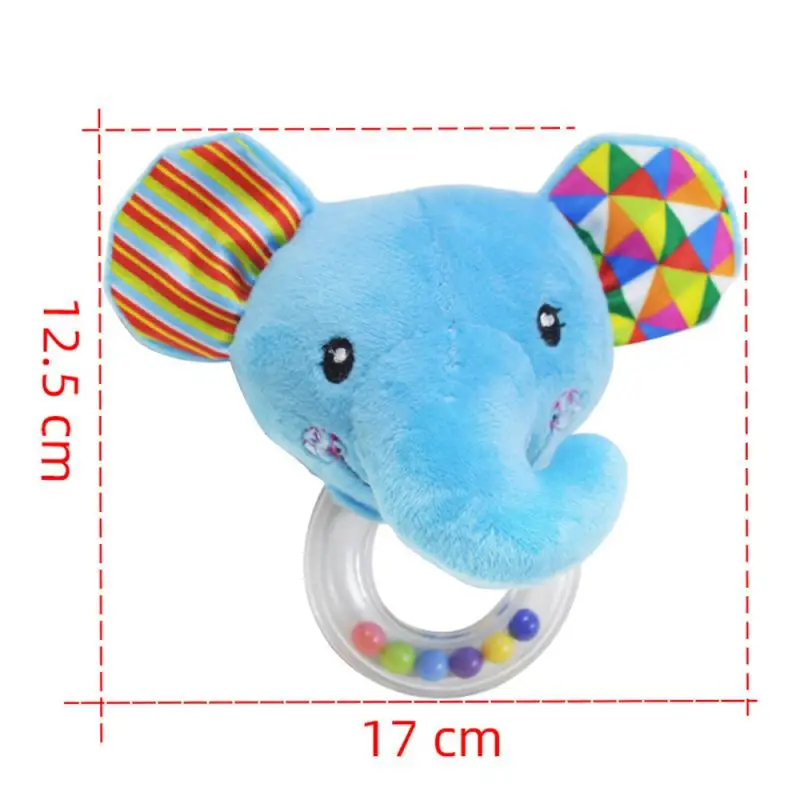 

New Arrival Soft Cartoon Animal Handbells Rattles Plush Infant Baby Development Handle Toys Hot Selling WIth Teether Baby Toy