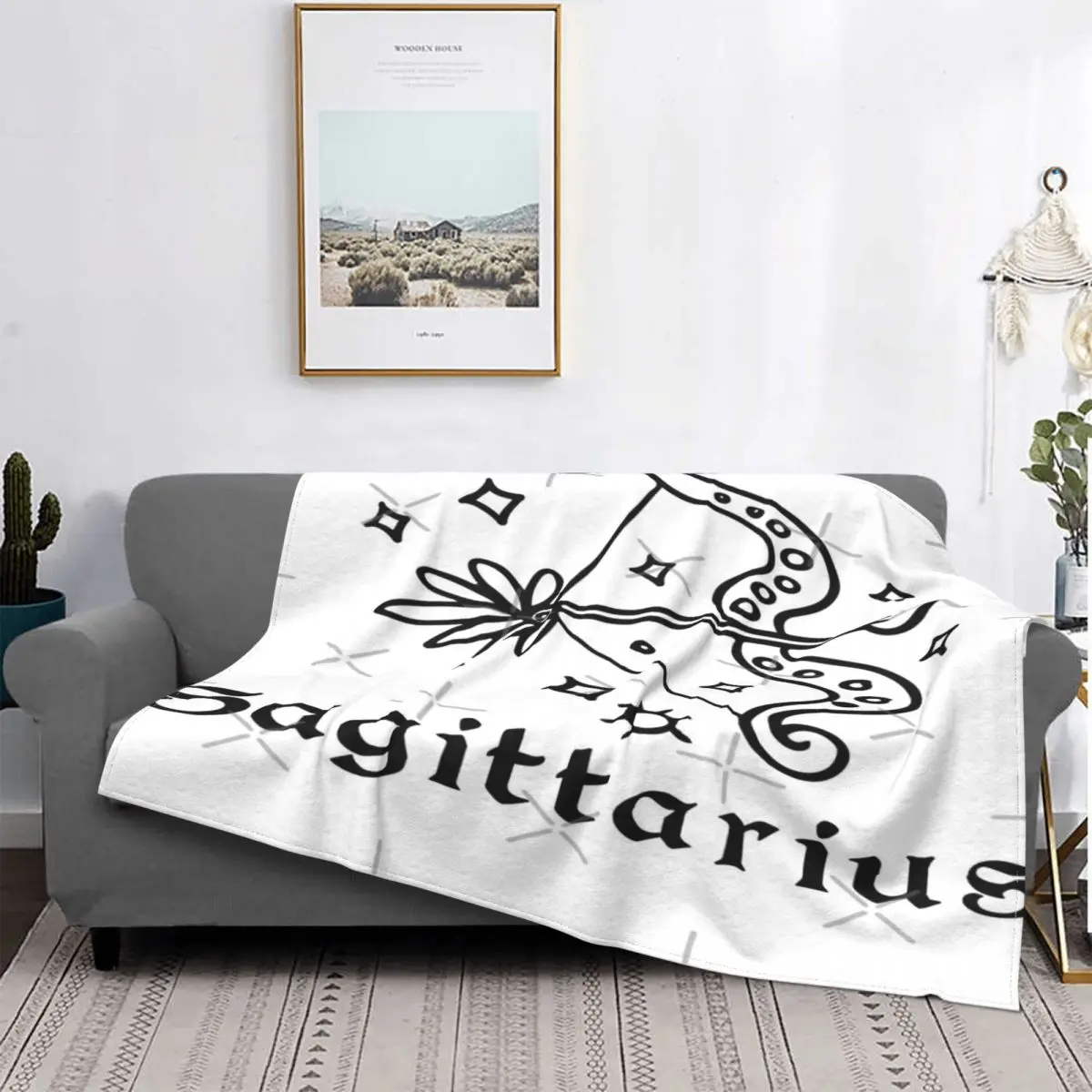 

Sagitario-manta a cuadros para cama, cobertor de felpa a cuadde Anime, 1 manta