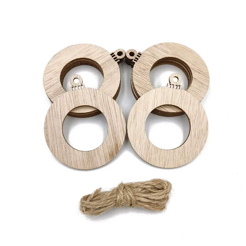 

10 шт., деревянный круглый колокольчик для украшения ёлки