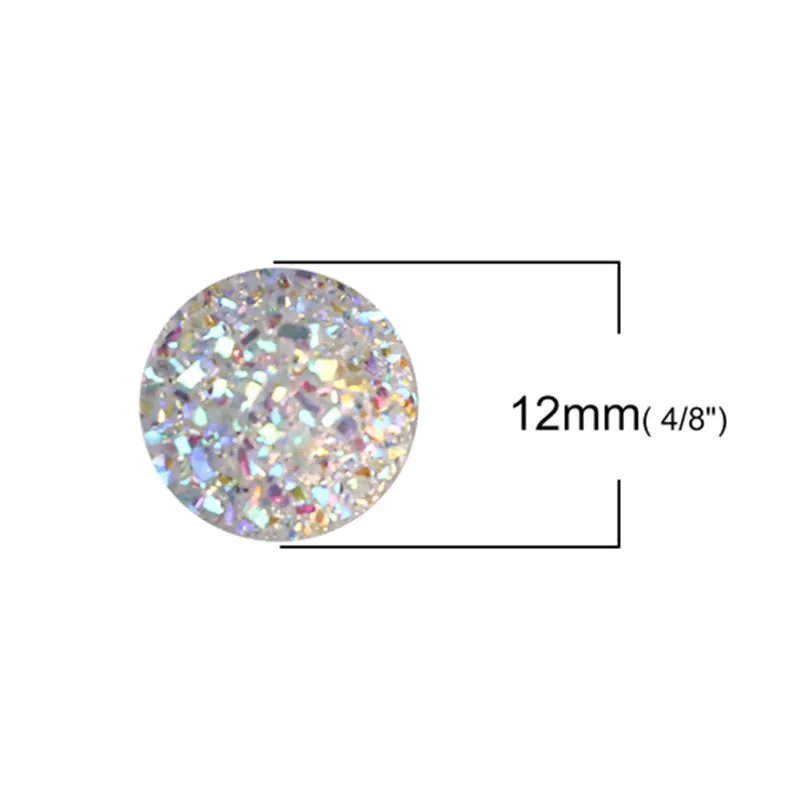 DoreenBeads Мода Смола Druzy/ Drusy купольное уплотнение круглый кабошон белый цвет AB