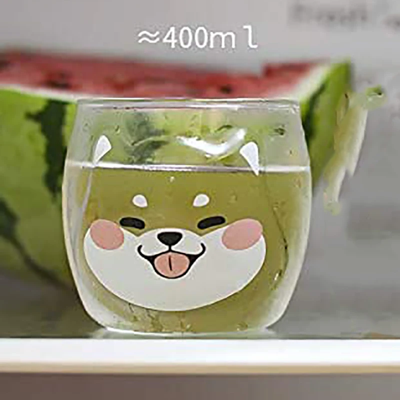 Shiba Inu Glass Cup Creative Funny Animals Dog Tea Milk Coffee Juice Drinking Glasses Cups 400ML | Дом и сад